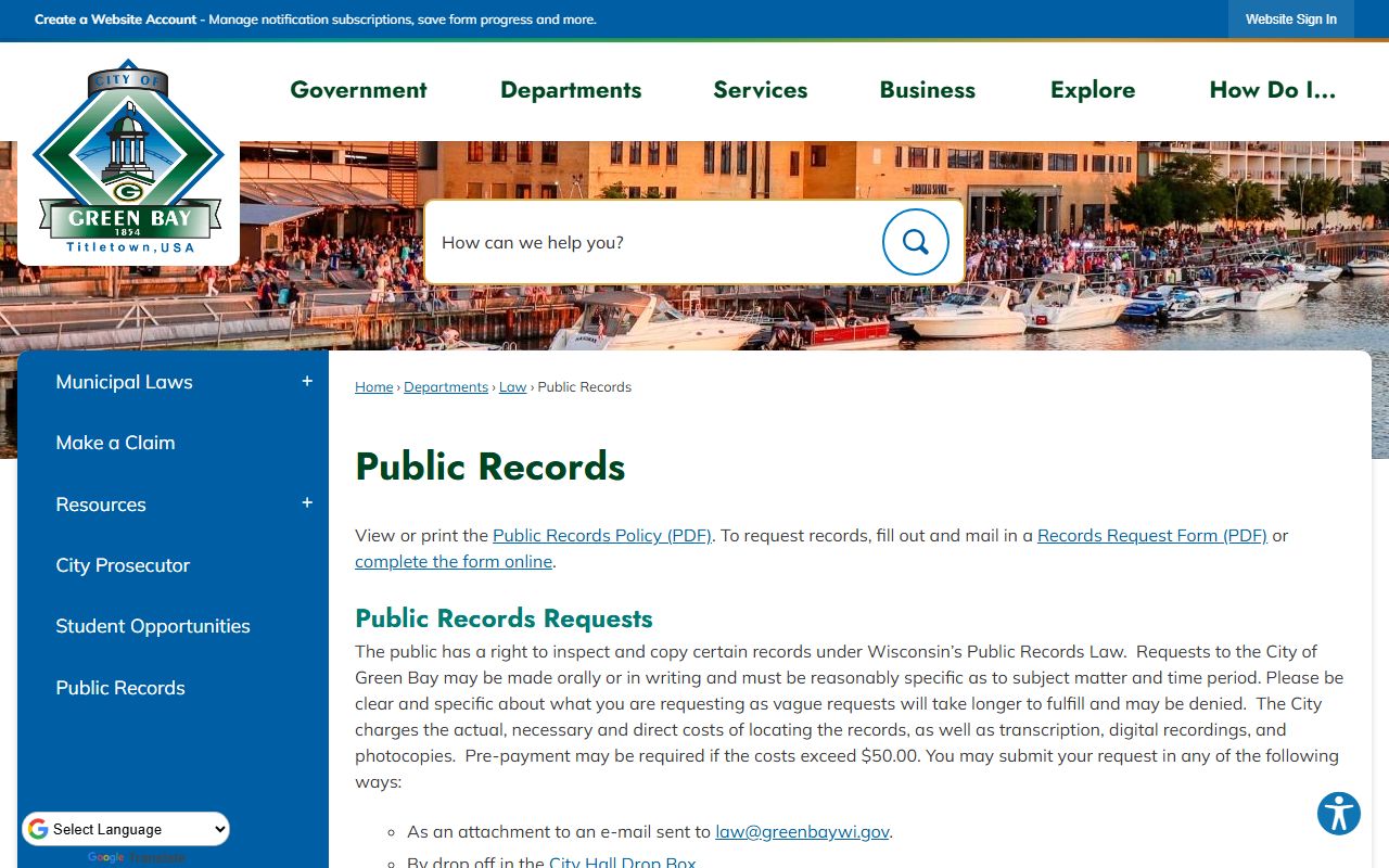 Green Bay Released Inmates at Green Bay Public Records