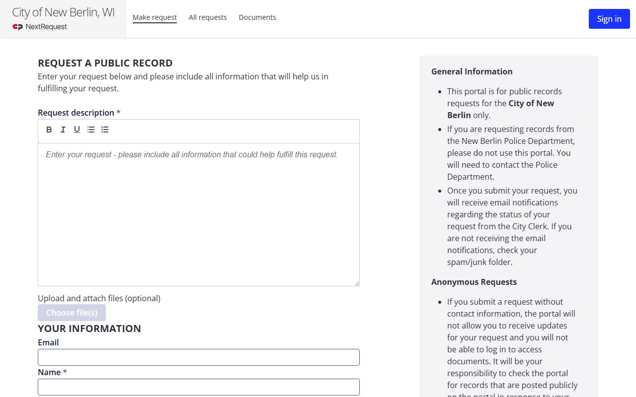 New Berlin Released Inmates at New Berlin Records Portal