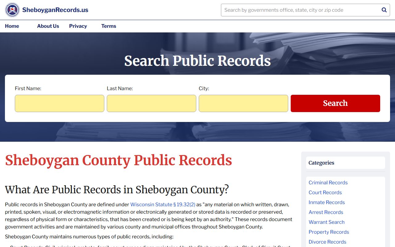 Sheboygan Released Inmates at Sheboygan Records Portal