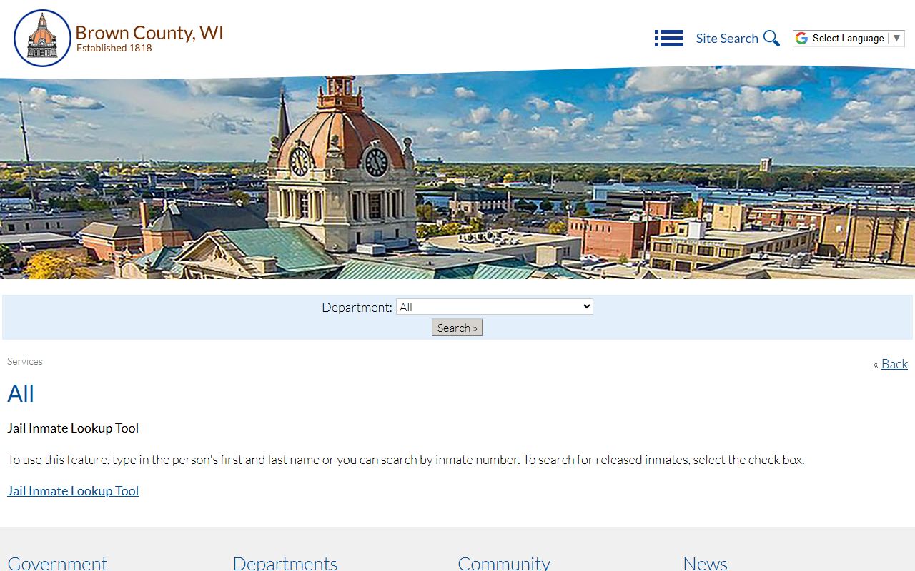 Brown County Released Inmates lookup image