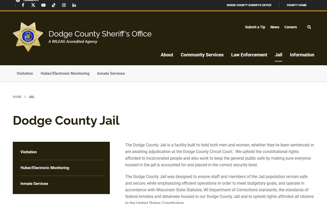 Dodge County Released Inmates sheriff jail image