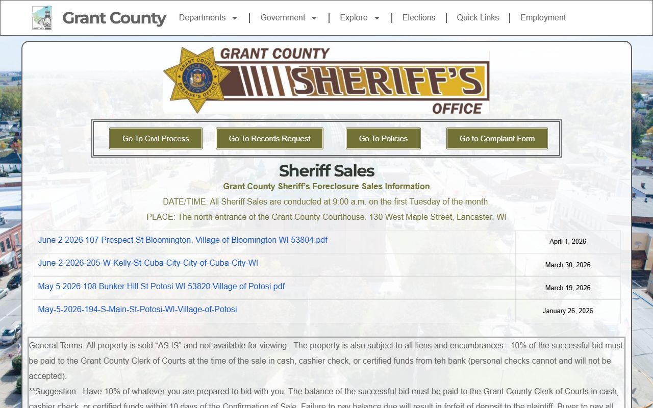 Grant County Released Inmates sheriff office image