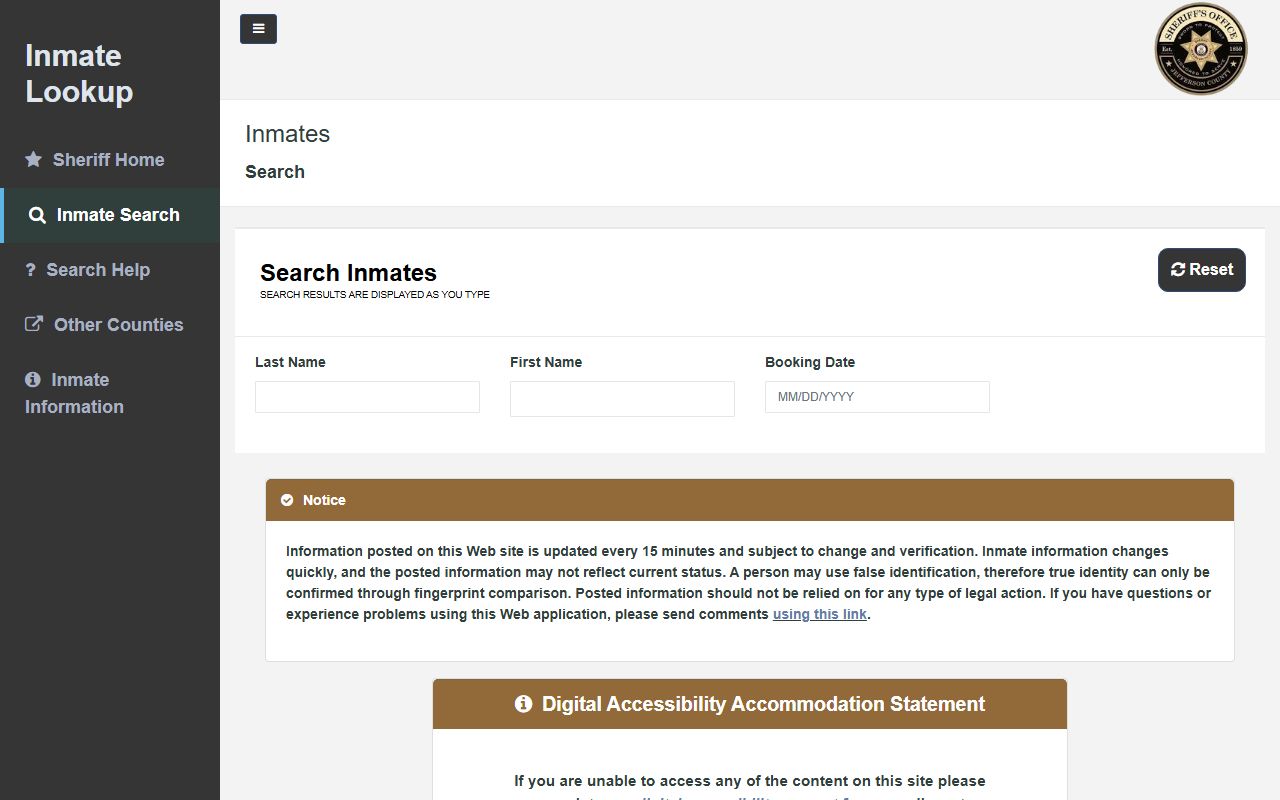 Jefferson County Released Inmates inmate lookup image