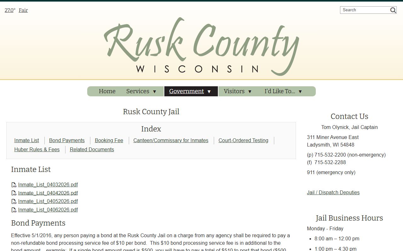 Rusk County Released Inmates jail image