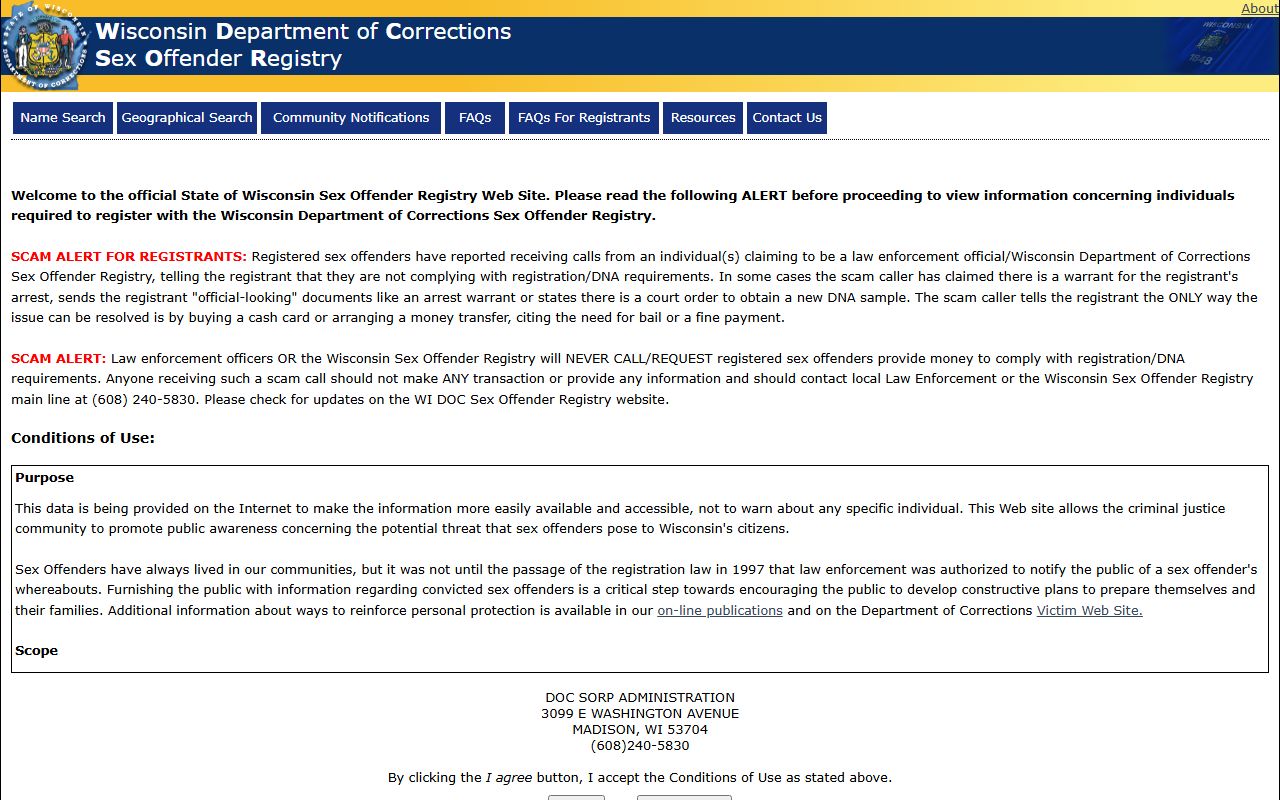 Wisconsin Released Inmates sex offender registry image