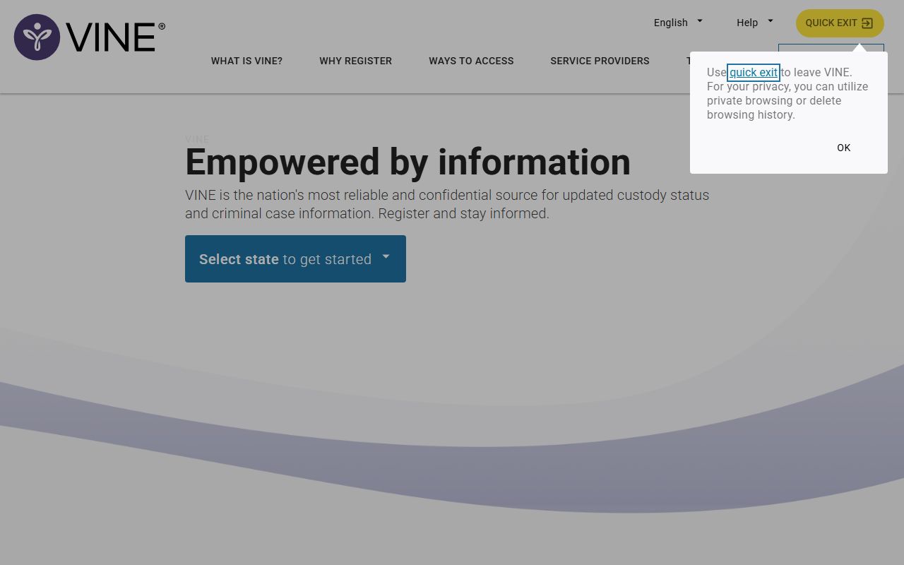 Wisconsin Released Inmates VINE notification image